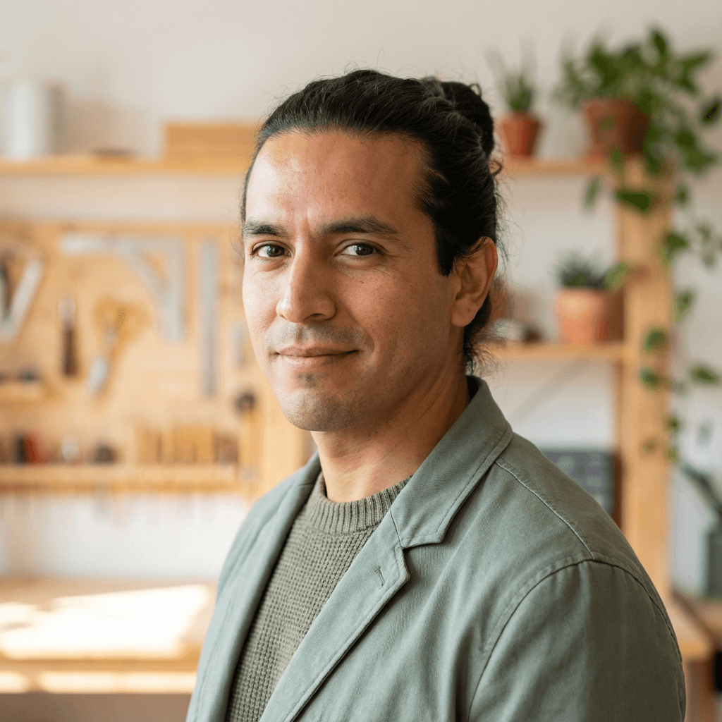 Austin Robinson, founder of Plante Bureau, tending to a plant