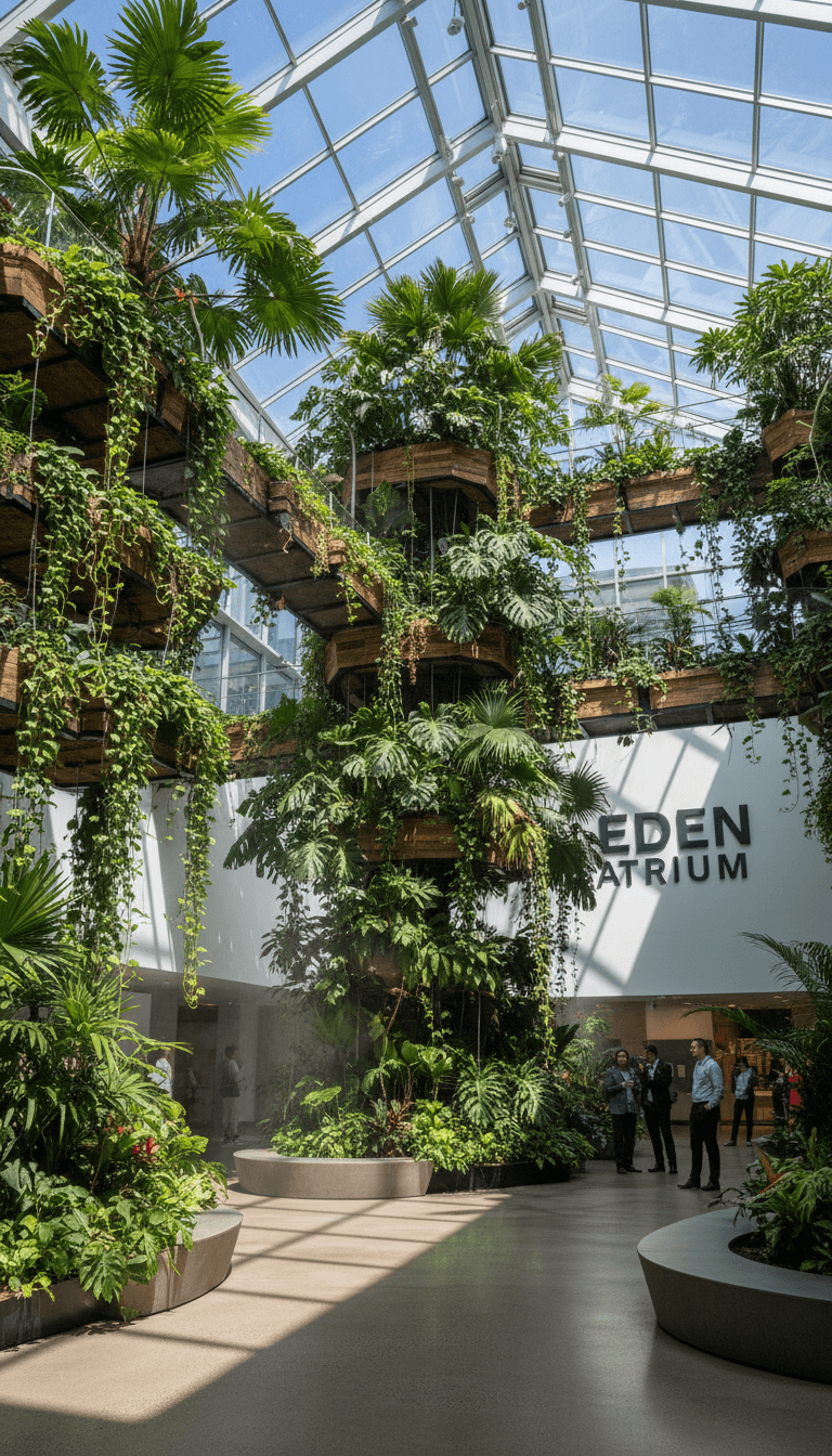 Indoor green installation in atrium