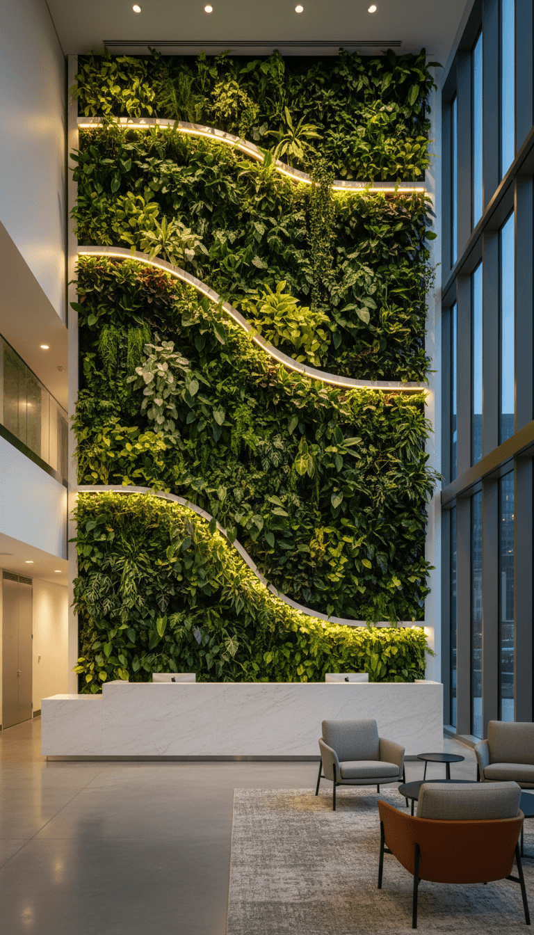 Living wall in a corporate lobby